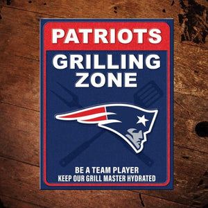 NFL New England Patriots Grilling Zone Metal Sign - The Whiskey Cave