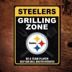 NFL Pittsburgh Steelers Grilling Zone Metal Sign - The Whiskey Cave