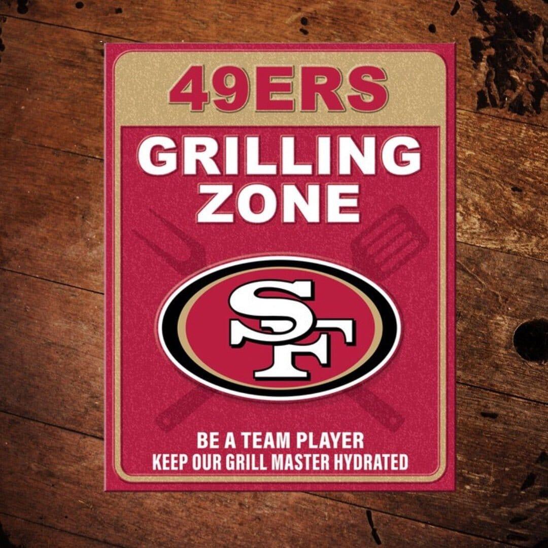 NFL San Francisco 49ers Grilling Zone Metal Sign - The Whiskey Cave