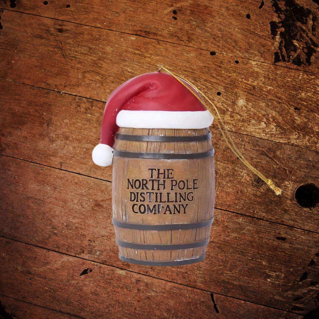 North Pole Distilling Company Resin Barrel Ornament - The Whiskey Cave