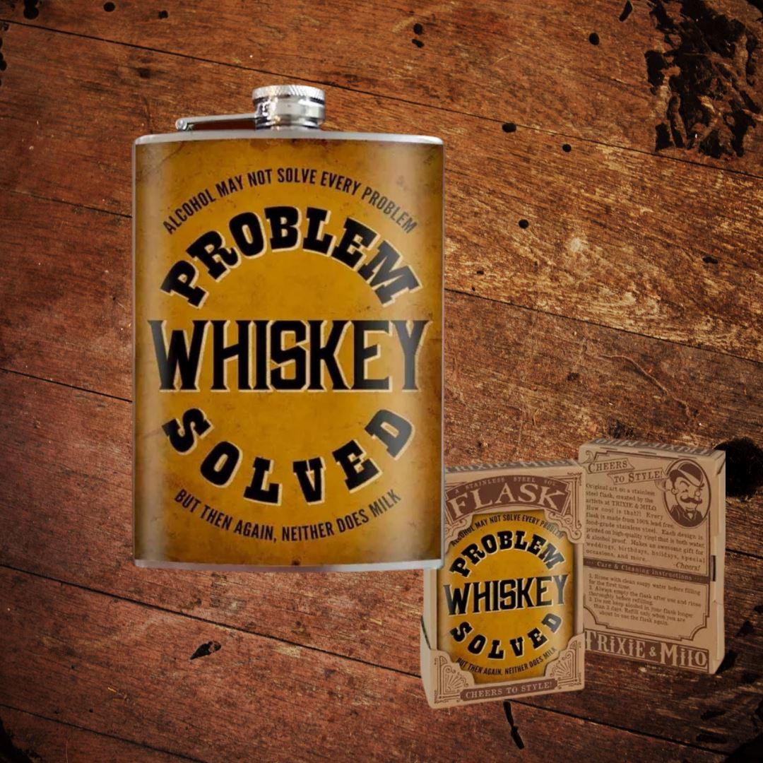 Problem Solved Whiskey Stainless Steel Flask - The Whiskey Cave