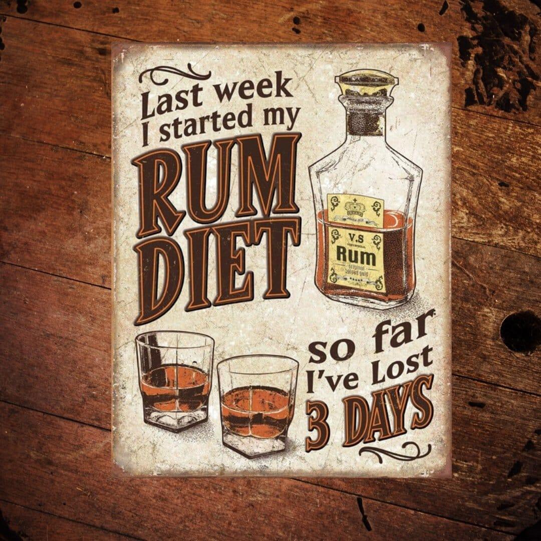 Rum Diet Lost 3 Days Metal Sign - The Whiskey Cave