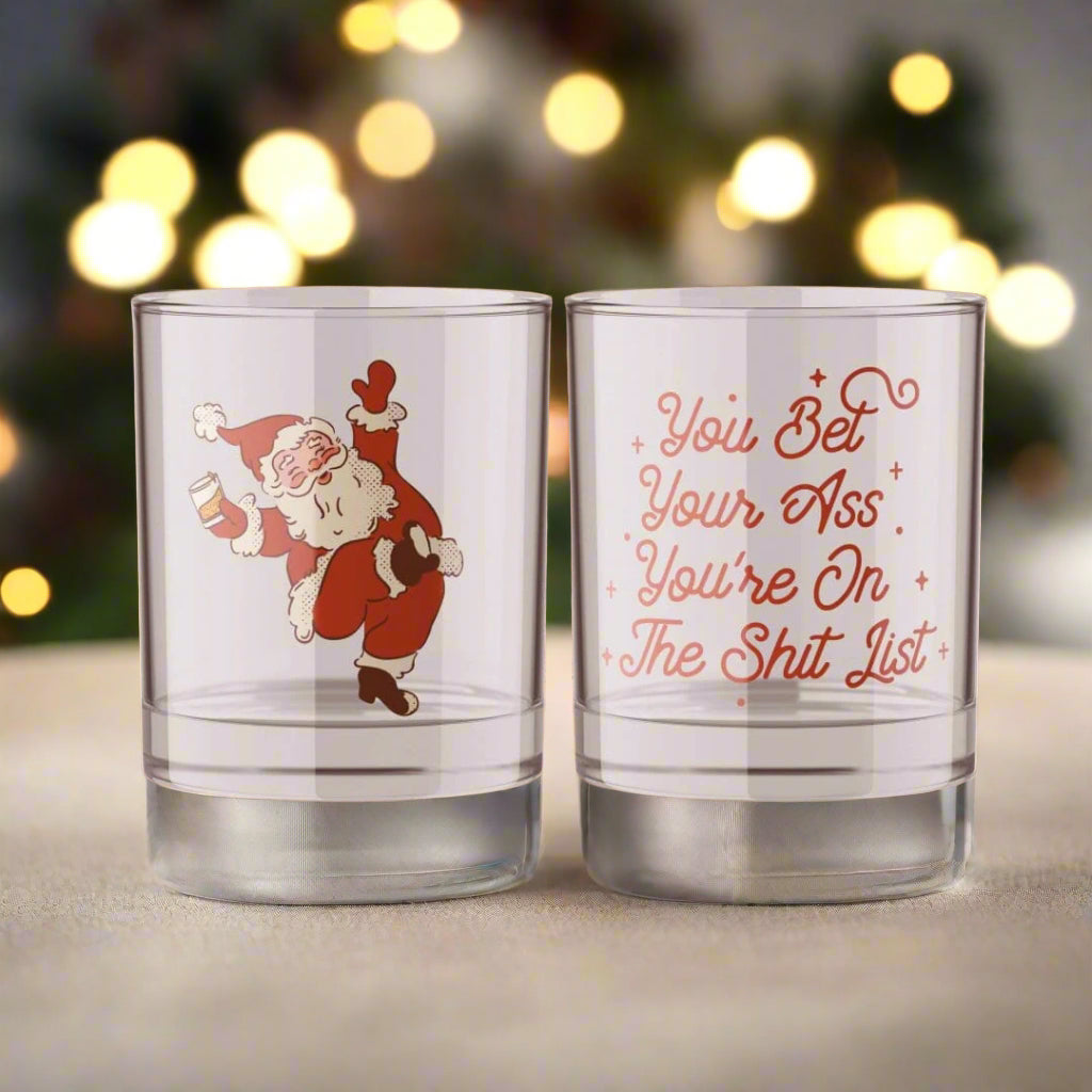 Santa Naughty List Christmas Rocks Glass - The Whiskey Cave