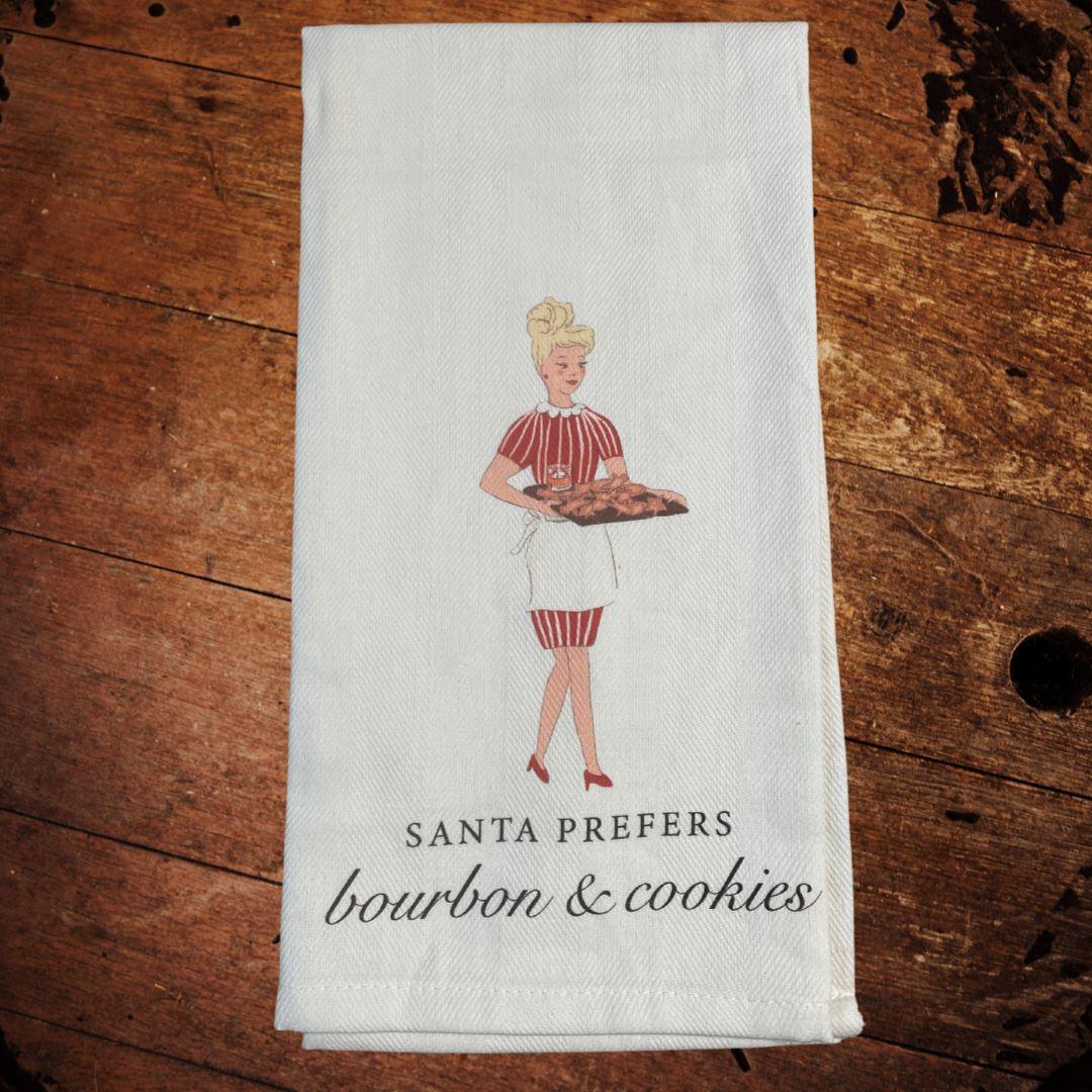 Santa Prefers Bourbon 100% Cotton Bar Towel - The Whiskey Cave