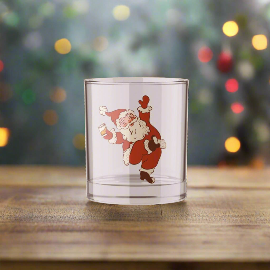 Santa with a Whiskey Christmas Rocks Glass - The Whiskey Cave