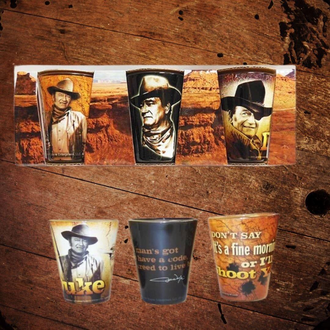 Set of 3 John Wayne Shot Glasses - The Whiskey Cave