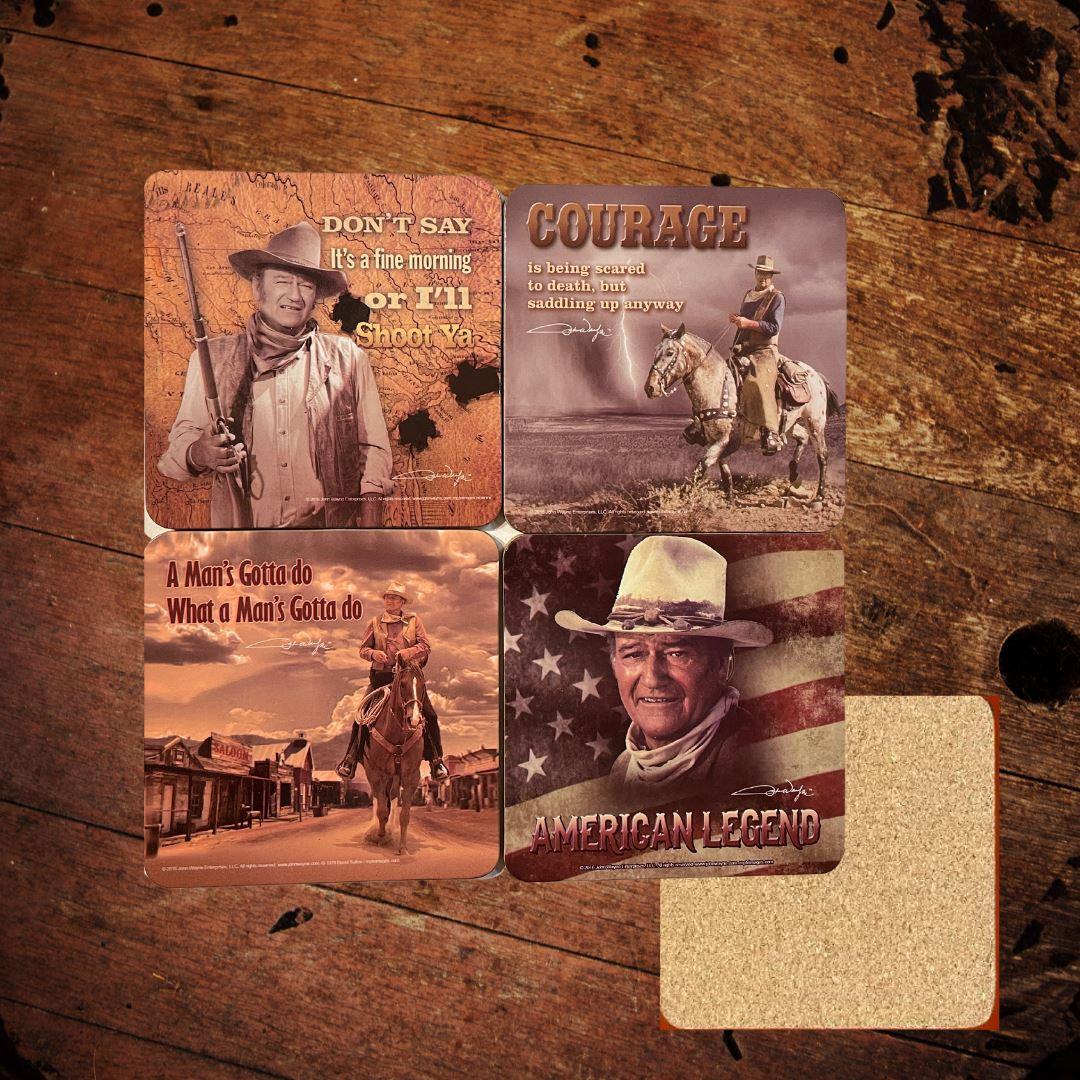 Set of 4 John Wayne Cork Backed Coasters - The Whiskey Cave