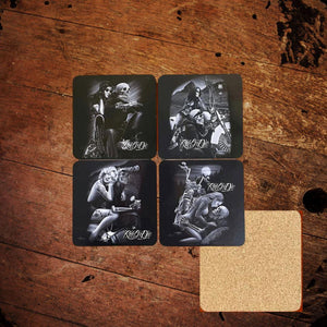 Set of Four David Gonzales Ride or Die Art Coasters - The Whiskey Cave