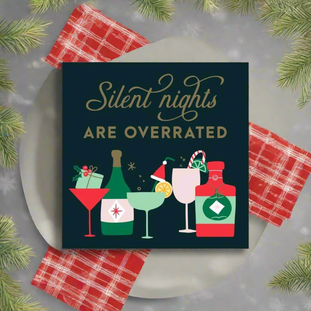 Silent Nights are Overrated Cocktail Napkins - The Whiskey Cave