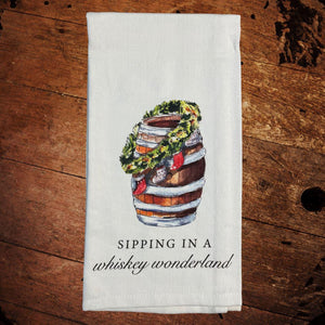 Sipping in a Whiskey Wonderland 100% Cotton Bar Towel - The Whiskey Cave
