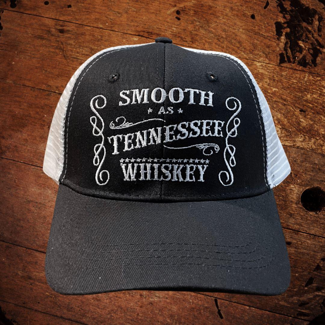 Smooth as Tennessee Whiskey Black Hat White Mesh Back - The Whiskey Cave