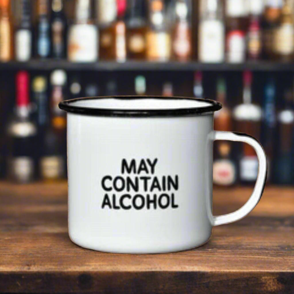 Swag Brewery Enameled Mug “May Contain Alcohol” - The Whiskey Cave