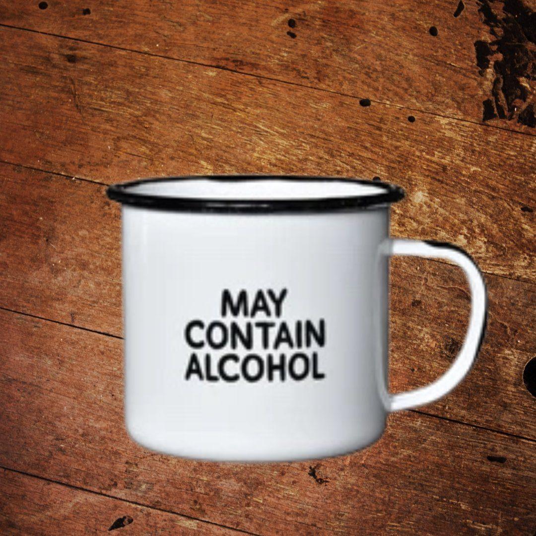 Swag Brewery Enameled Mug “May Contain Alcohol” - The Whiskey Cave