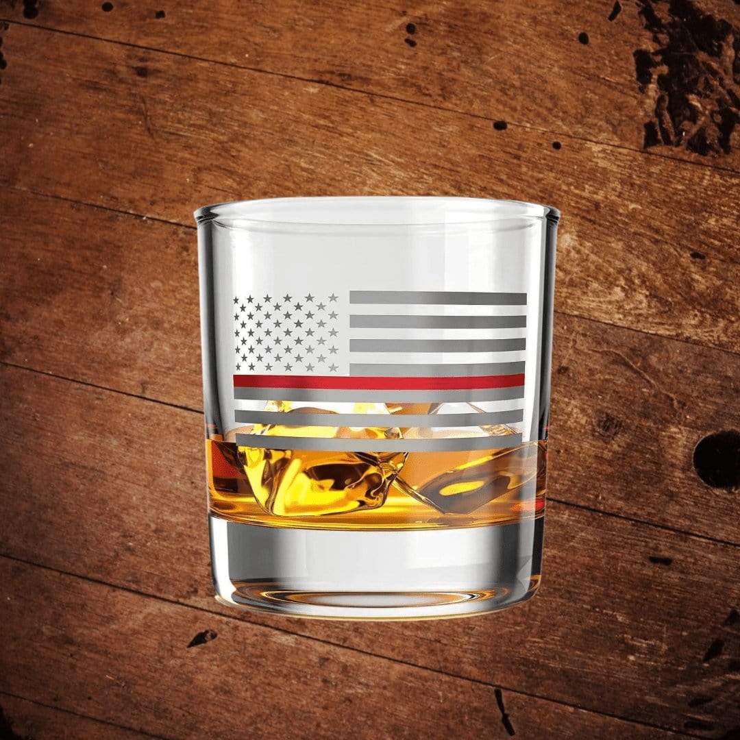 Thin Red Line Rocks Glass - The Whiskey Cave