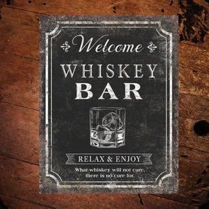 Welcome to our Whiskey Bar Metal Sign - The Whiskey Cave