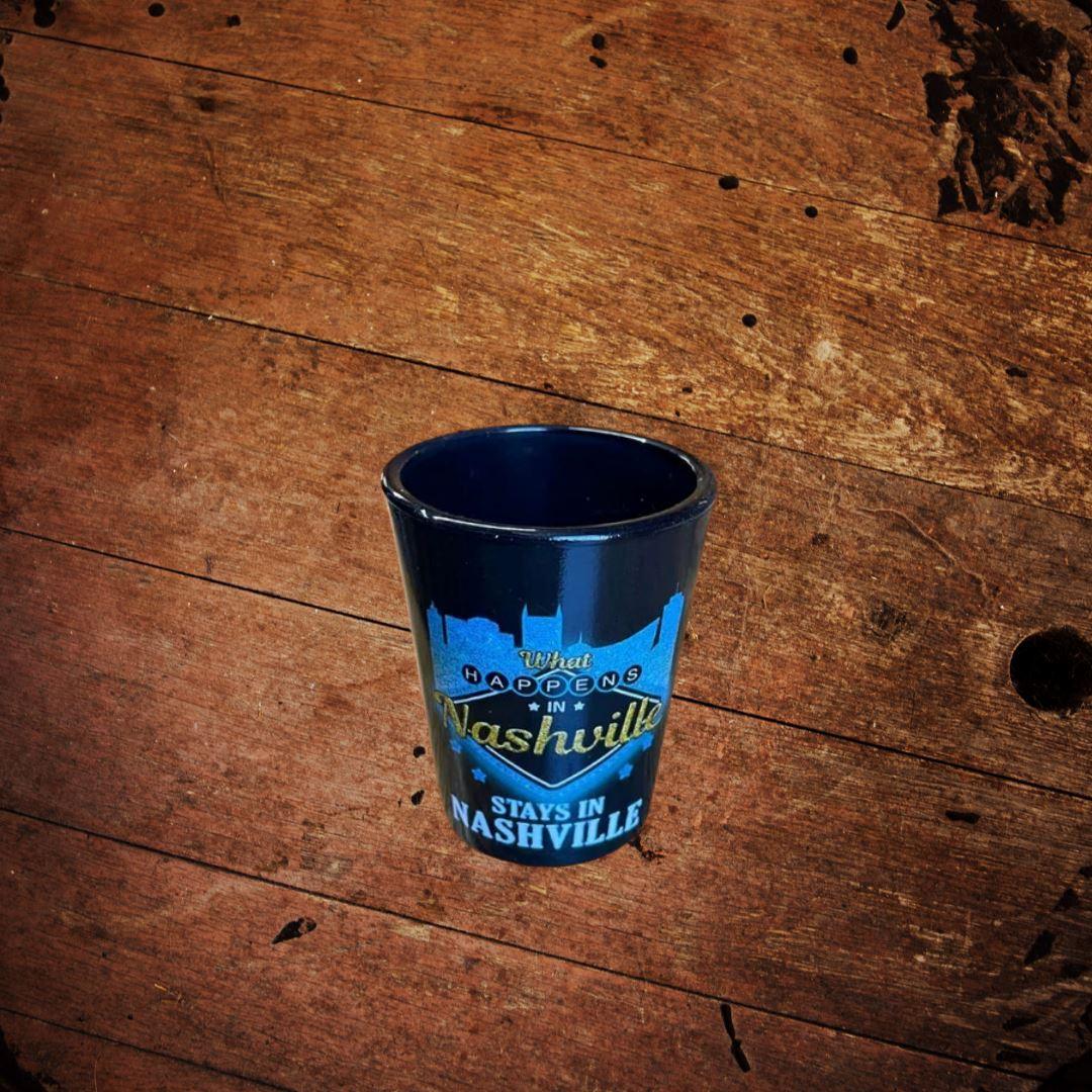 What Happens in Nashville Shot Glass - The Whiskey Cave