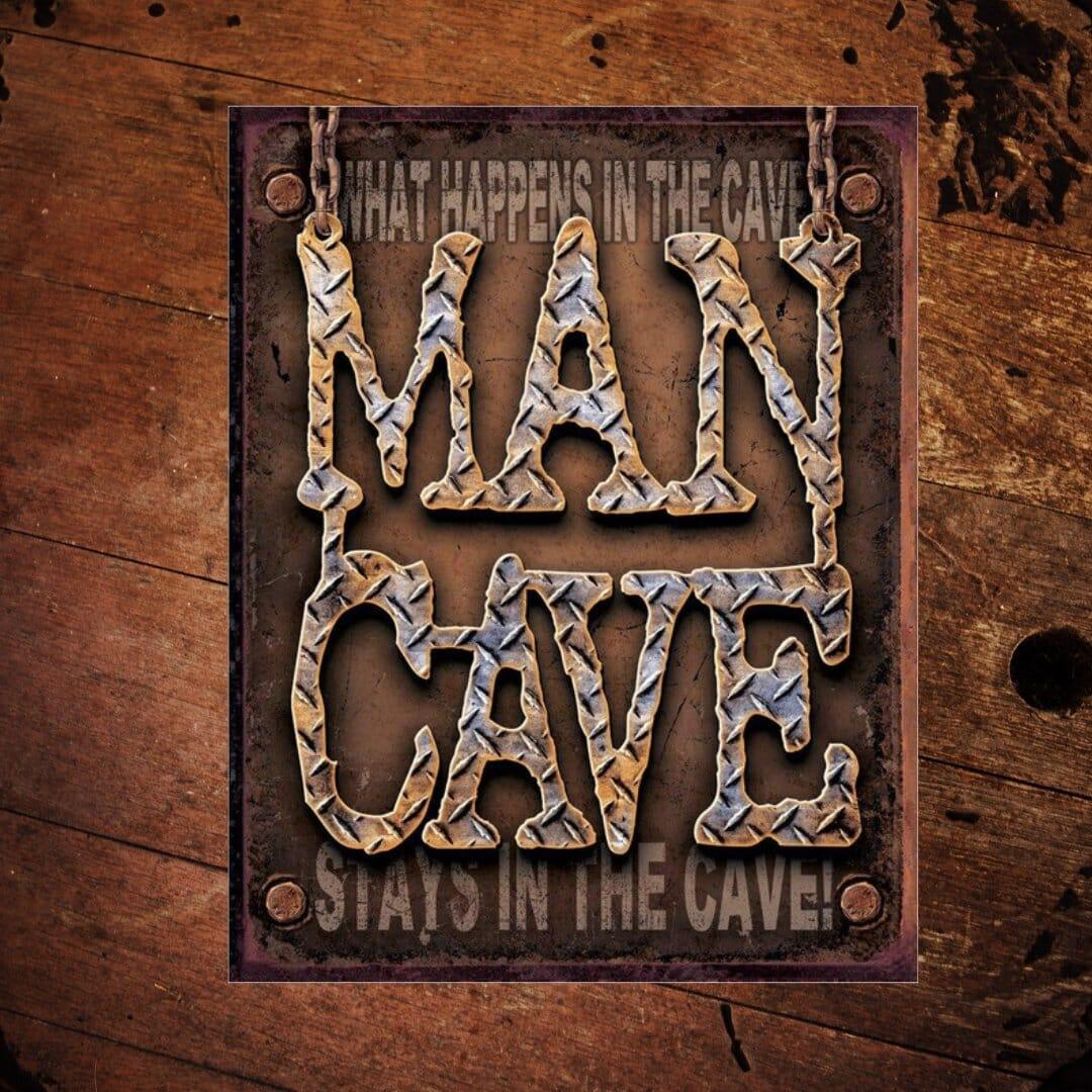 What Happens in the Man Cave Metal Sign - The Whiskey Cave