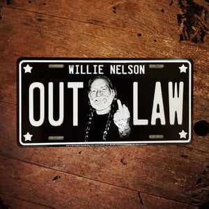 Willie Nelson Outlaw Metal License Plate - The Whiskey Cave
