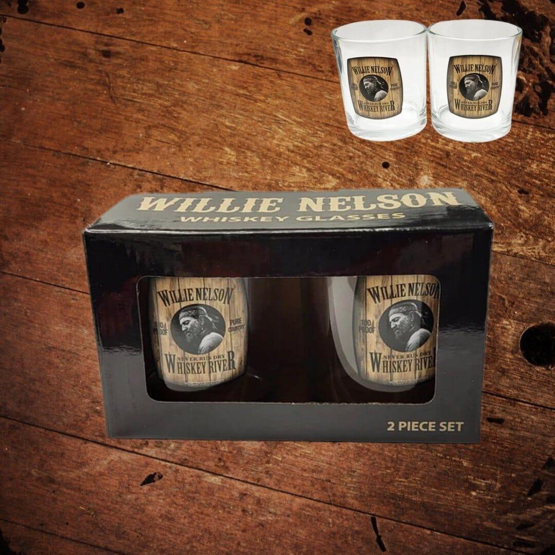 Willie Nelson Whiskey River Rocks Glasses - The Whiskey Cave