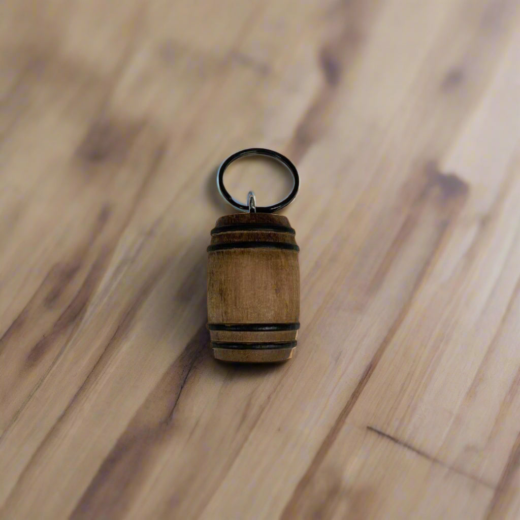 Wood Barrel Keychain or Ornament. - The Whiskey Cave