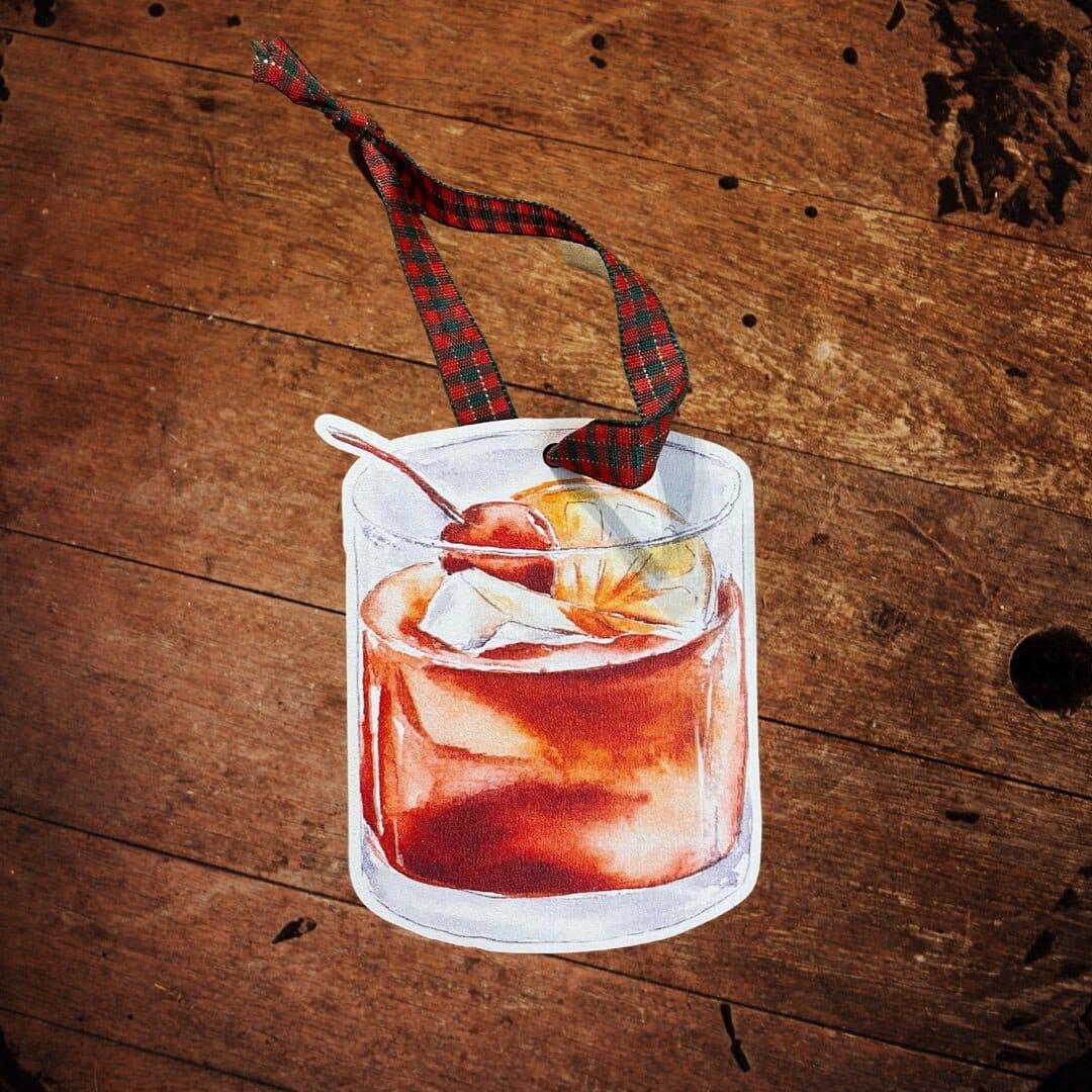 Wood Old Fashioned Cocktail Ornament - The Whiskey Cave