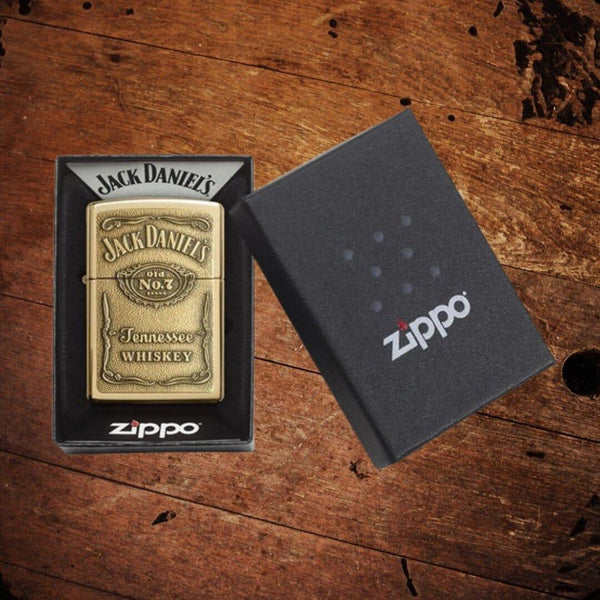 Zippo Jack Daniel's Tennessee Whiskey High Polish Brass Emblem